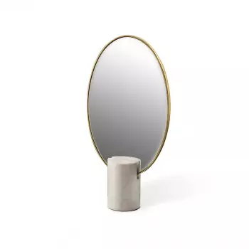 Zrkadlo Oval s mramorovým podstavcom