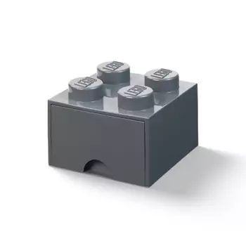 LEGO úložný box 4 s šuplíkom – tmavo šedá