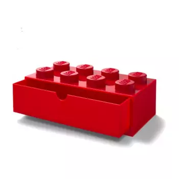 LEGO stolný box 8 so zásuvkou – červená