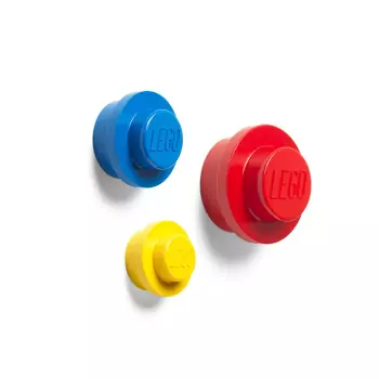 Sada 3 ks - LEGO Vešiak na stenu - žltá, modrá, červená