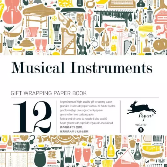 12 unikátnych baliacich papierov Musical instruments