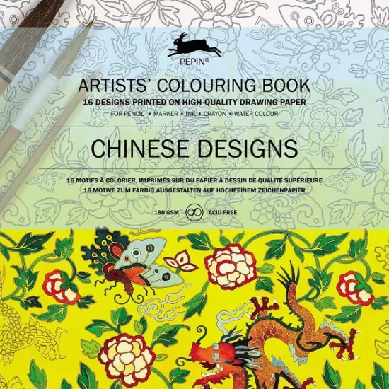 16 listov omaľovánok Chinesa Designs