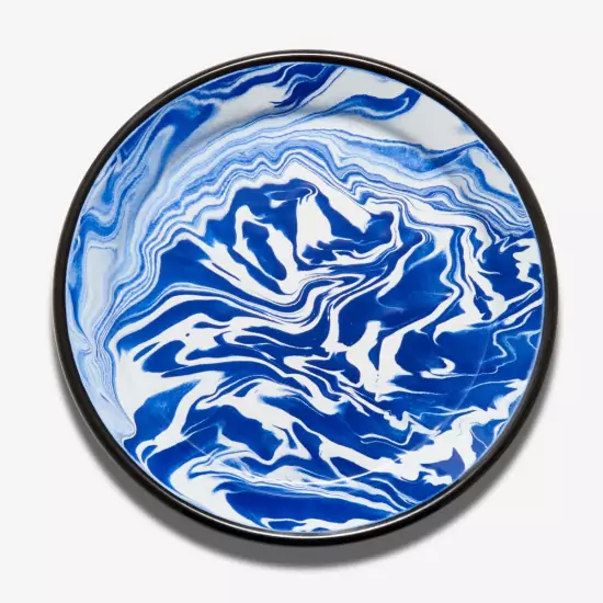 Velký smaltovaný modrý tanier