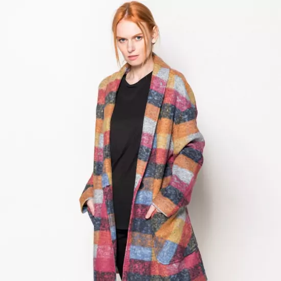 Kabát – CHECK OVERSIZED COCOON – S