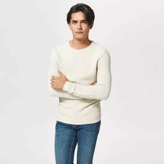 Béžový pletený sveter – Crew Neck