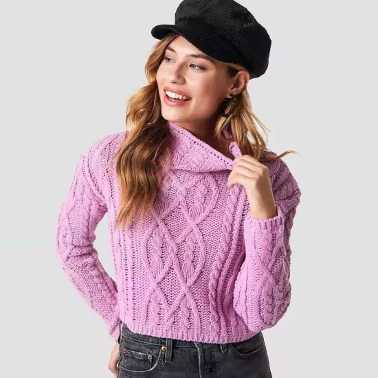 Ružový sveter s rolákom