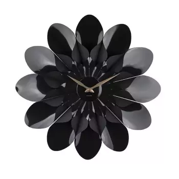 Nástenné hodiny Flower – čierna