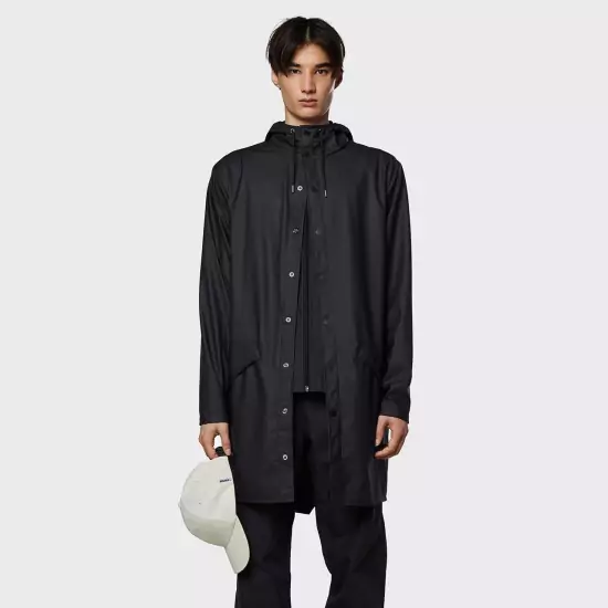 Čierny voděodolný kabát Long Jacket